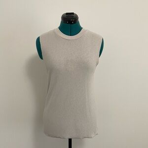 2/$20 Mango Beige Raw Edge Sleeveless Tank Top